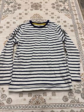 Boden White & Navy Striped Tee with Yellow Trim